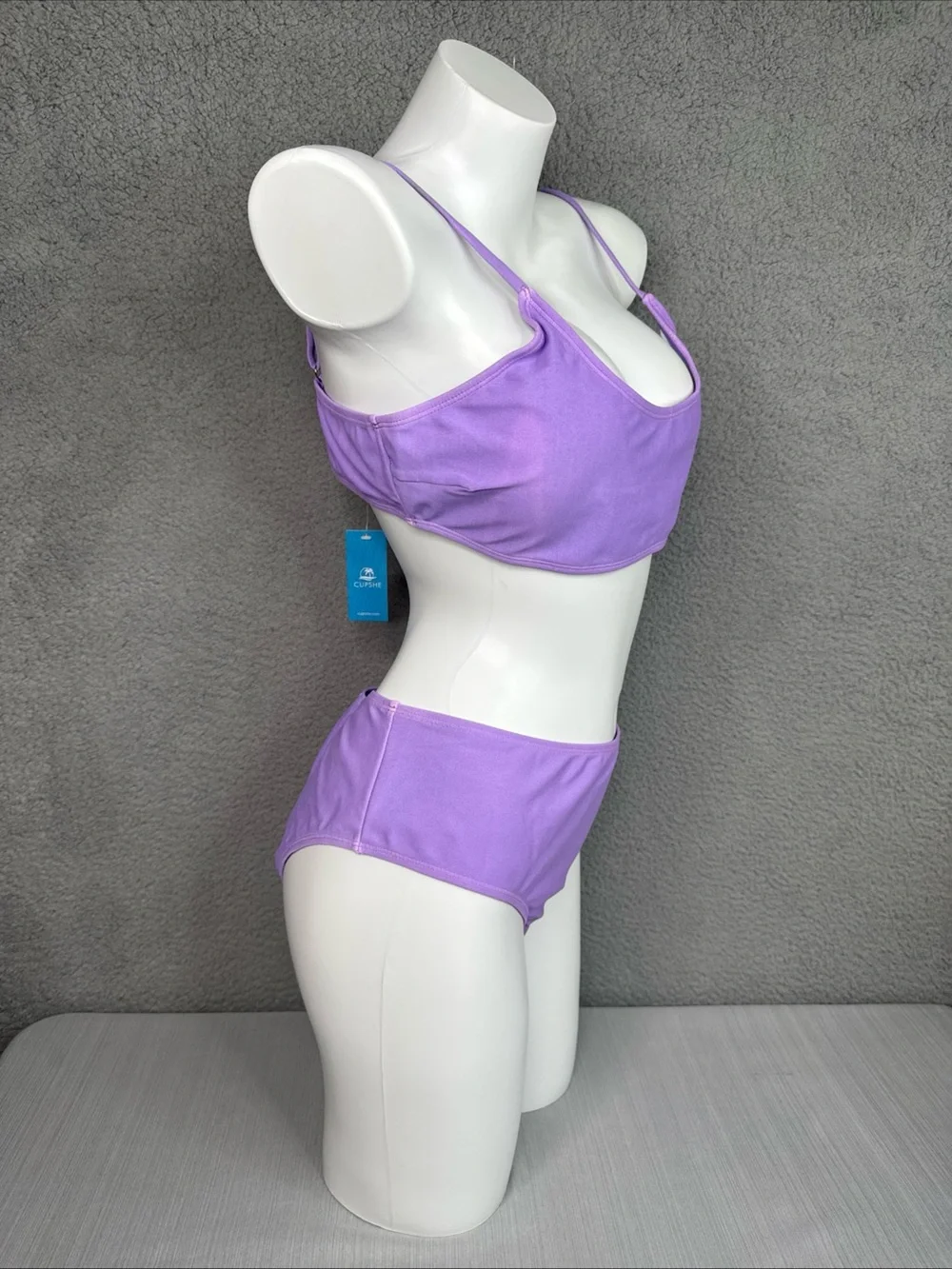 Cupshe Two Piece Swimsuit Bracelet/Full Coverage Bottom Purple Womens Sz XL NWT